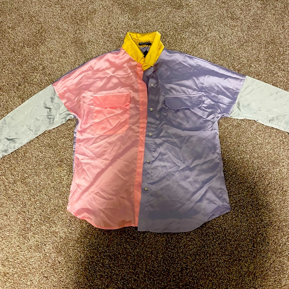 NWT Nasty gal oversized colorblock button up